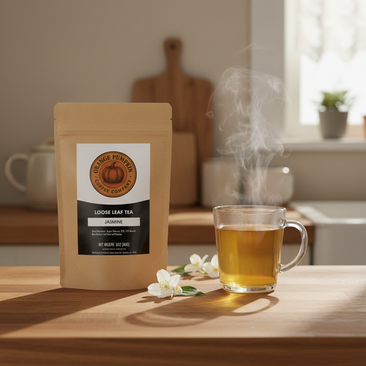 Fresh jasmine blossoms with medium-bodied green tea leaves blending for smooth, sweet flavor