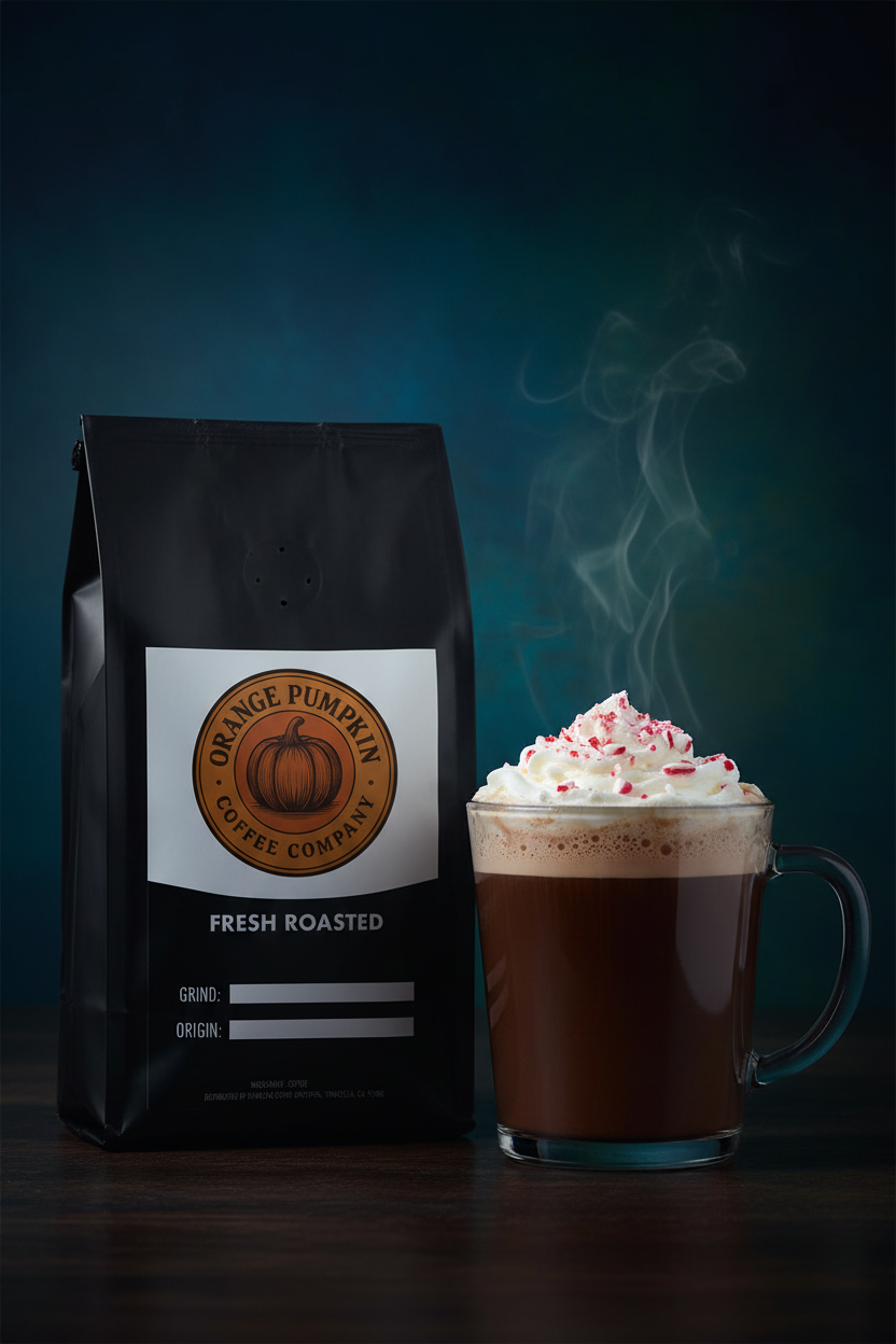 Medium roast specialty coffee beans flavored with sweet candy cane peppermint