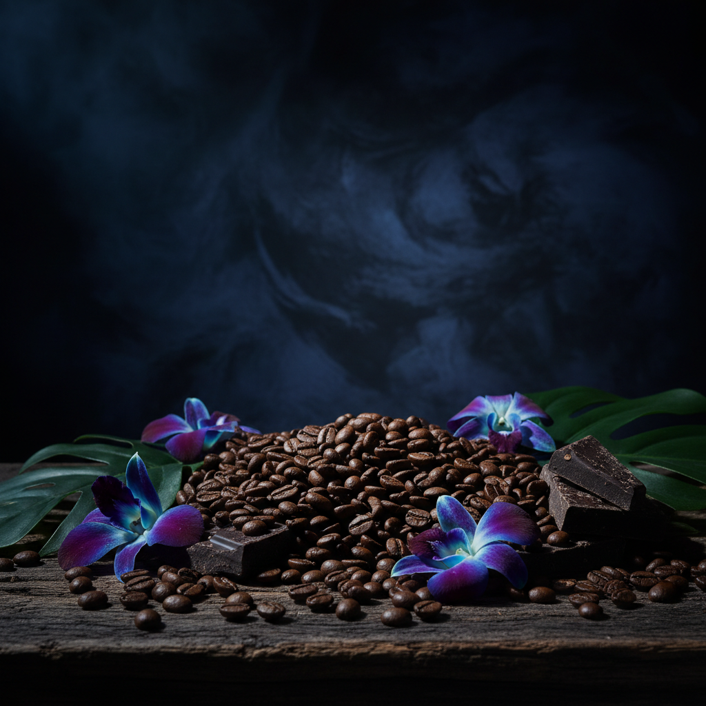 Bali Blue premium coffee beans from Kintamani with dark chocolate, molasses, and brown sugar notes