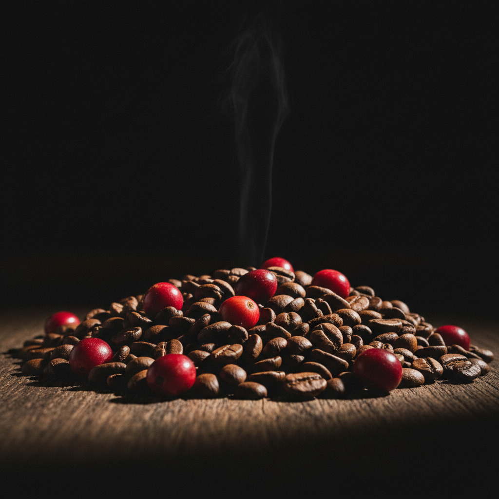 Colombia specialty coffee beans with medium roast notes of dried orange, berry, and chocolate from Medellin, Antioquia