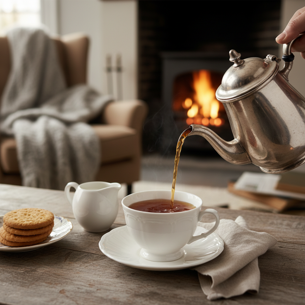 English Breakfast tea cup with rustic blend of African and Indian tea