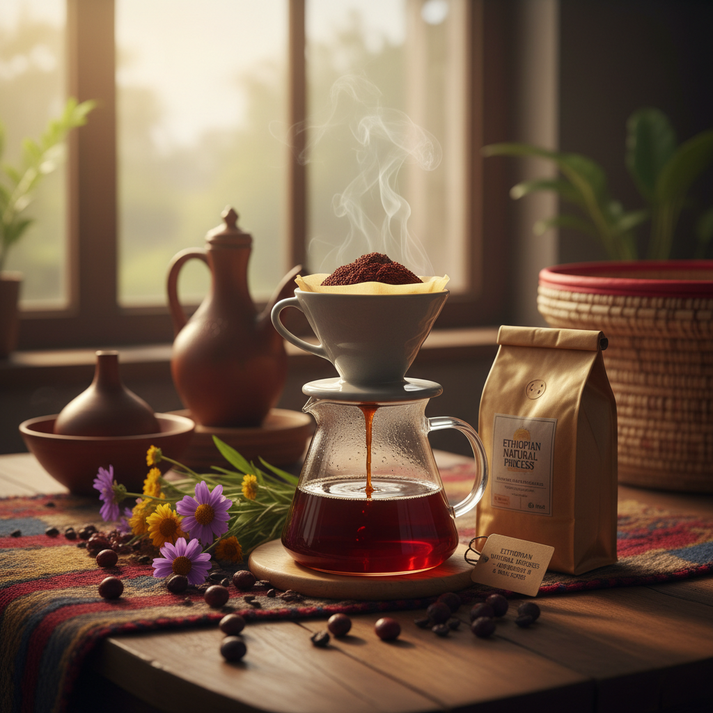 Ethiopia Natural coffee beans fresh roasted med-light with milk chocolate, fruity, caramel notes from Sidama Zone