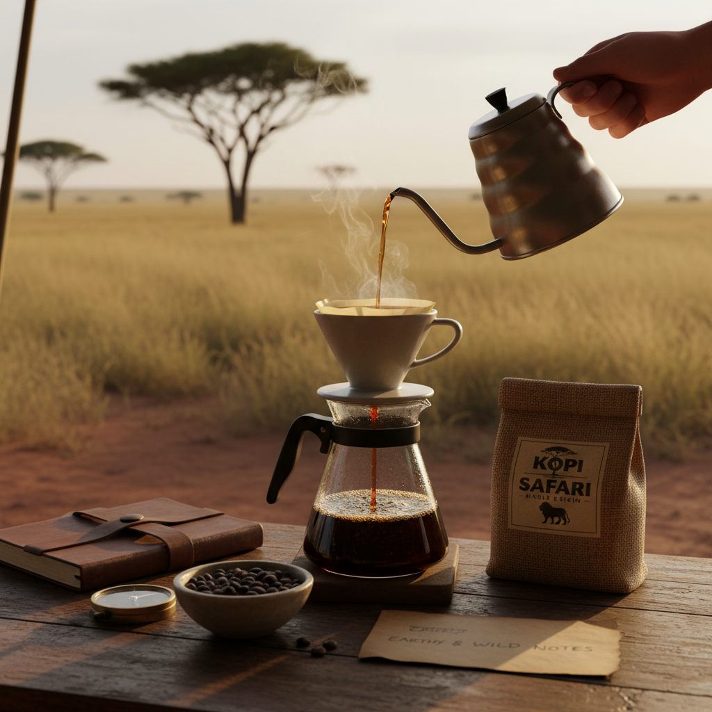 Kopi Safari medium roast coffee beans with lively and balanced flavor profile