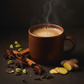 Aromatic and bold Masala Chai in a traditional cup with milk and spices