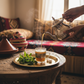 Close-up of Moroccan Mint tea with fresh mint leaves and green tea leaves